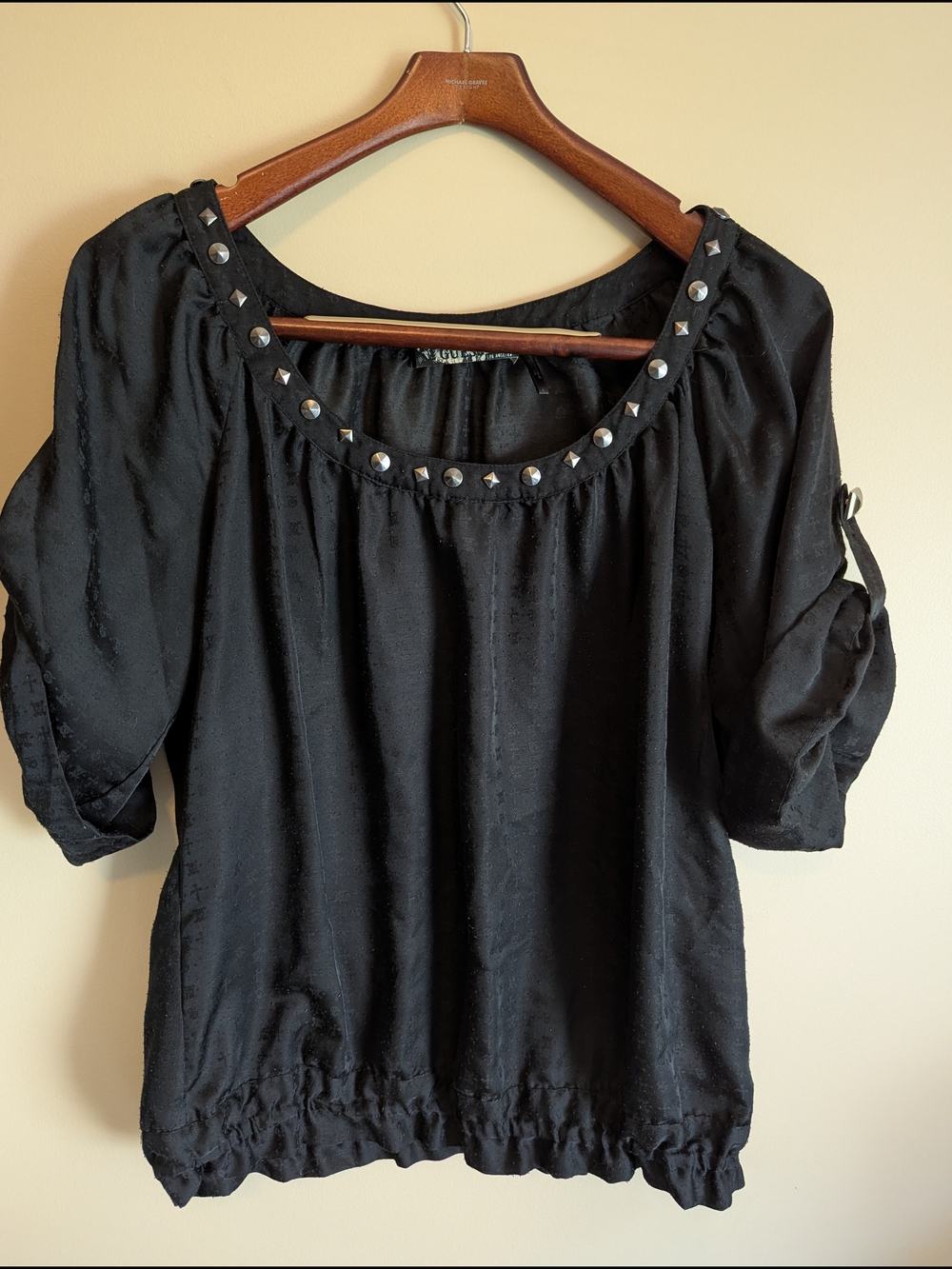Studded Black Women's Blouse - Unknown Brand